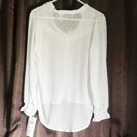 NWT, New Direction Sheer Dot Textured Blouse - Picture 5 of 10